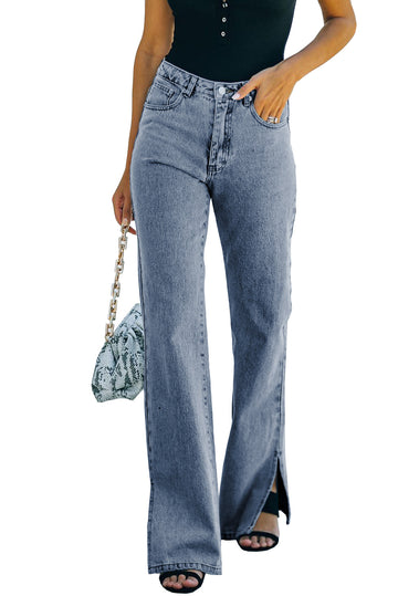 High Rise Slit Anklet Flare Jeans